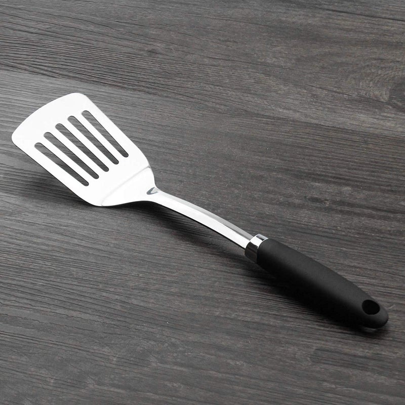 JXWING Brushed Slotted Stainless Steel Turner, Non-Slip Spatula with Ergonomic Handle - Image 5